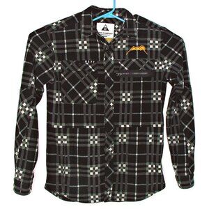 NEFF Mens Engine Soft Polar Flannel Fleece Button Up Shirt Elbow Patches Size M